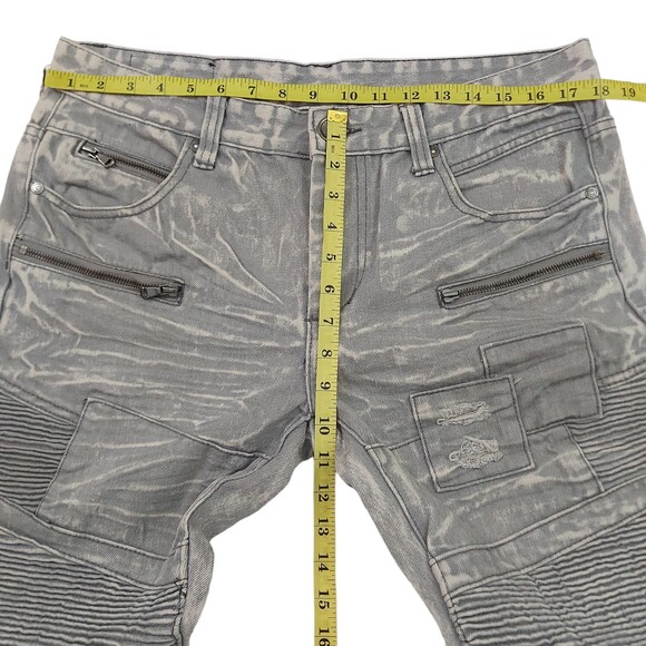 DNM Collection Original Biker Moto Jeans Mens 34x30 Gray Acid Wash Distressed - Picture 9 of 12